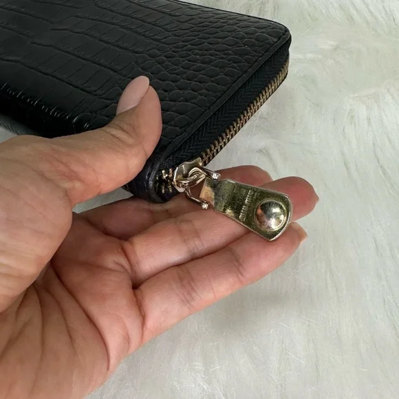 Authentic Miu Miu by Prada leather Black Croc Embossed Zip Around Wallet vintage